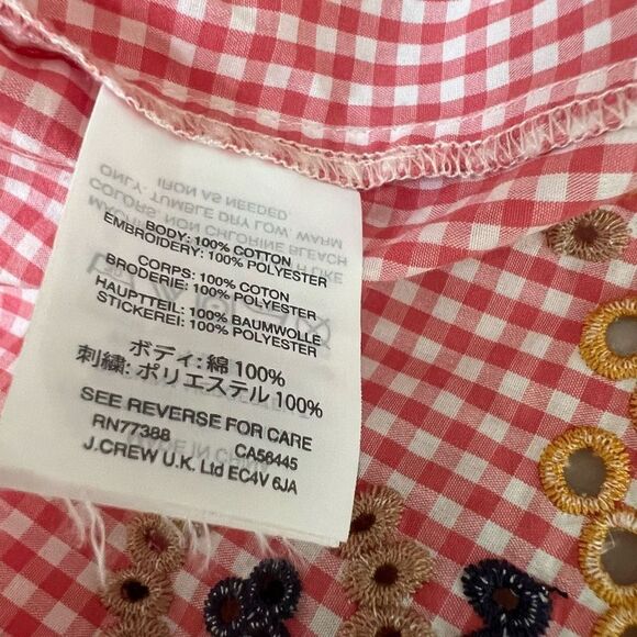 Madewell Tank Top Red White Embroidered Checkered Gingham Sleeveless Sz XS - Picture 5 of 8